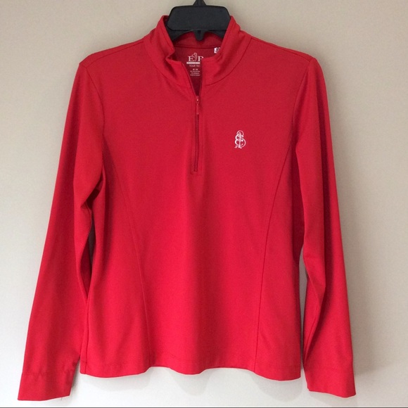 EP Pro Tops - Ladies EP Pro Tour Tech 1/4 Zip Red Pullover Golf Shirt Sz Med